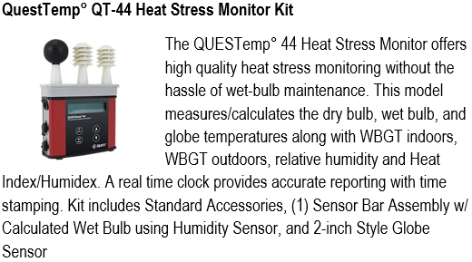 QuestTemp QT-44 Heat Stress Monitor Kit